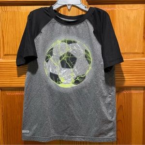 Jumping Beans Kids Size 7 Gray & Black Short Sleeve Softest Active Tee Soccer